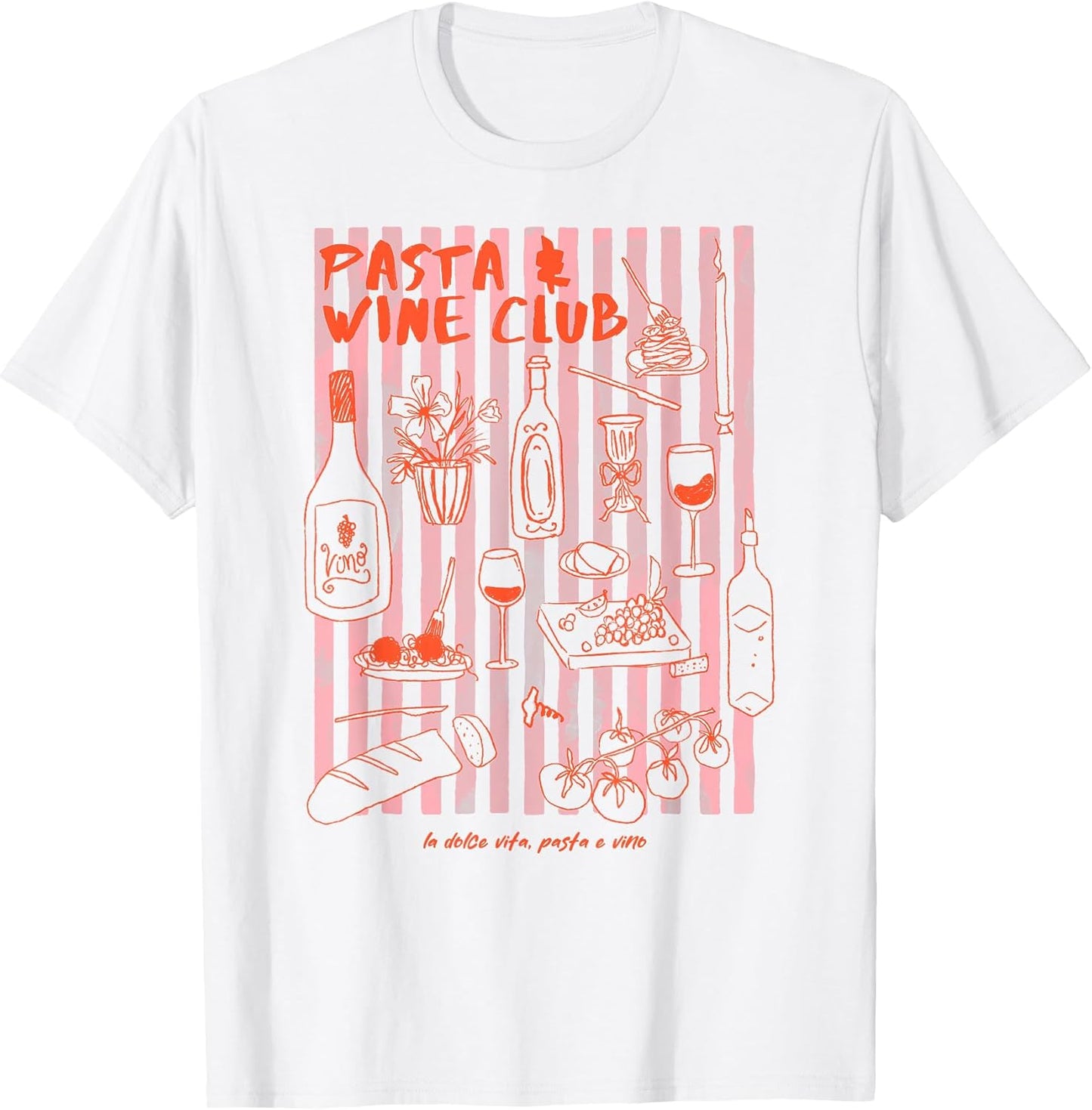 Pasta & Wine Club Illustration Foodie T-Shirt
