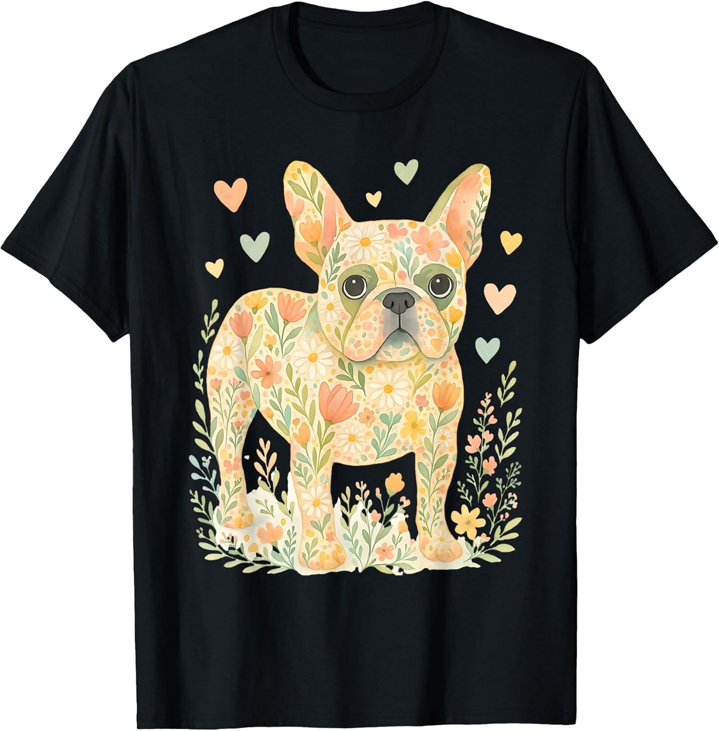 French Bulldog Floral Shirt Cute Frenchie Lover Dog Mom T-Shirt