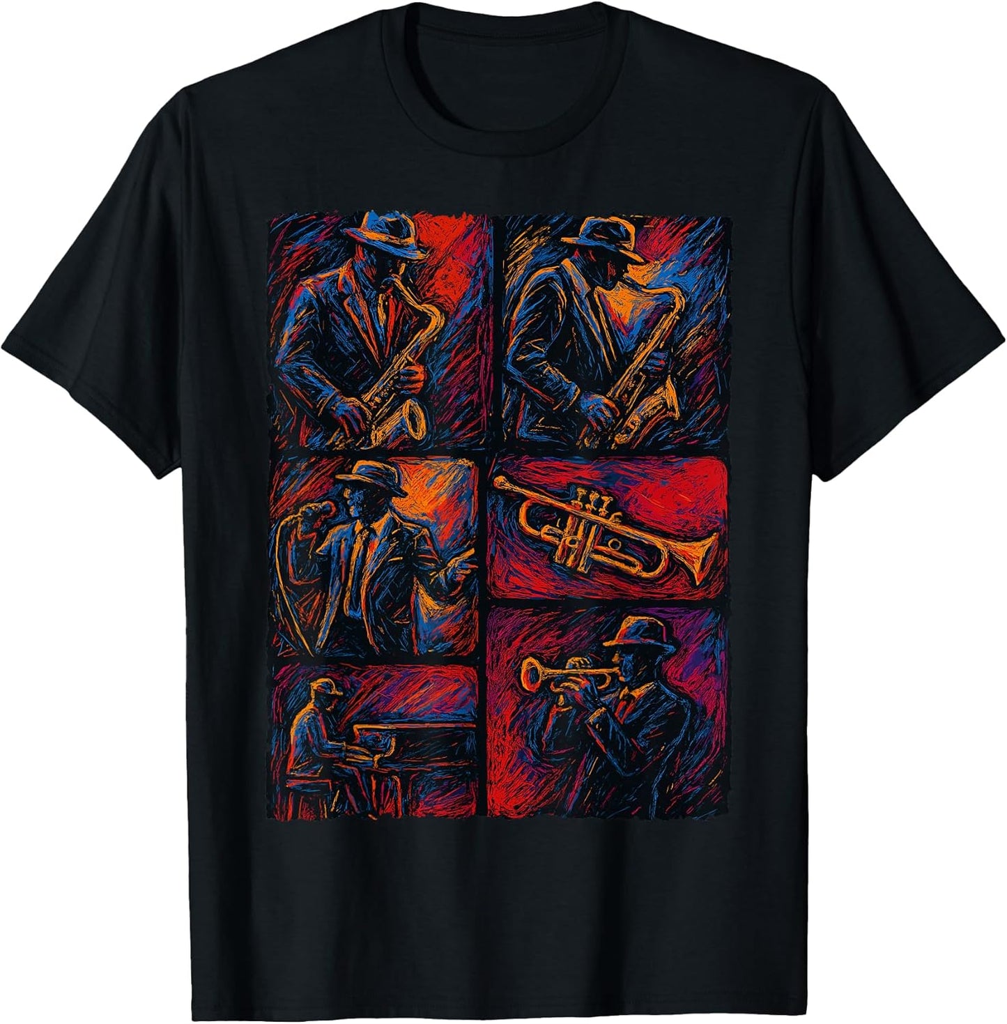 Artistic Jazz Band Musicians Vintage Jazz Music Lover T-Shirt