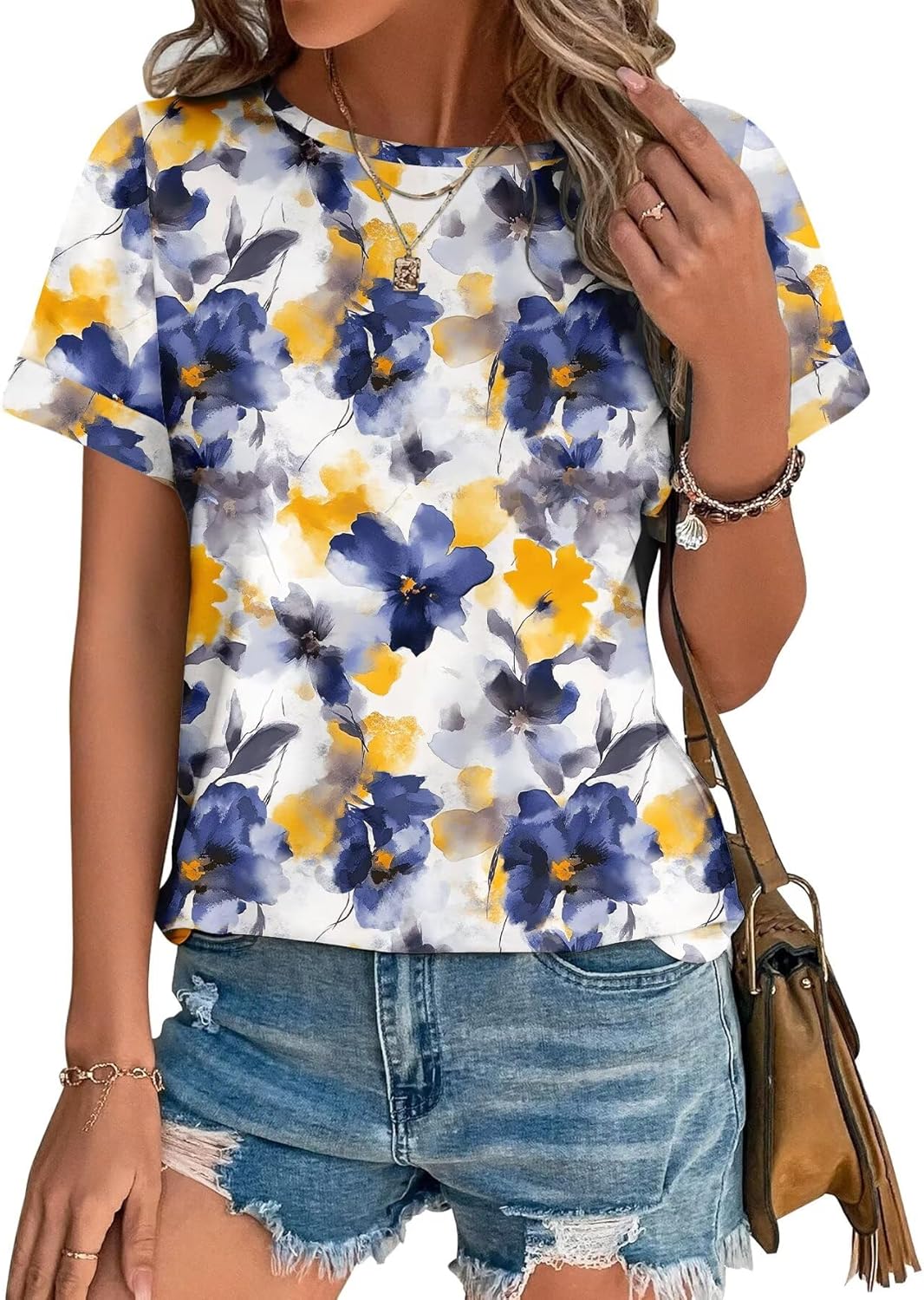 Womens Tops Summer Spring Short Sleeve T Shirts 2026 Trendy Cute Outfits Boho Blouses Beach Vacation Fashion Clothes