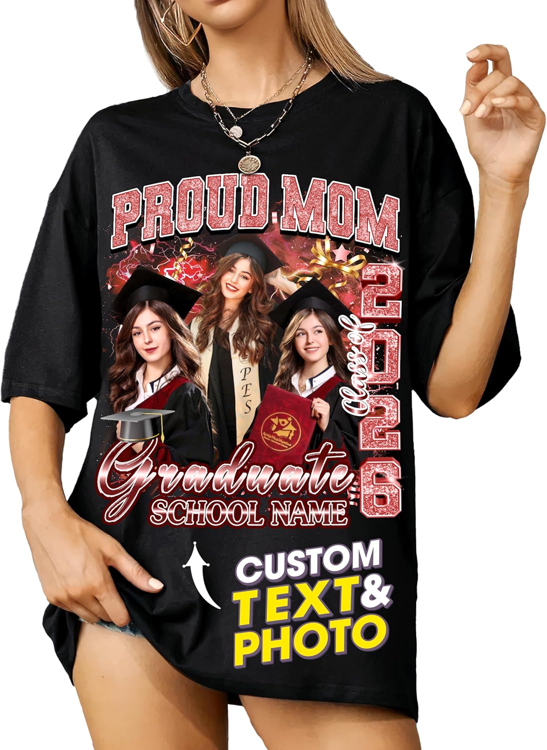 Custom Graduation Shirts, Family Matching Graduation 2026 Shirt, Proud Mom of 2026 Graduate Shirt with Custom Photo