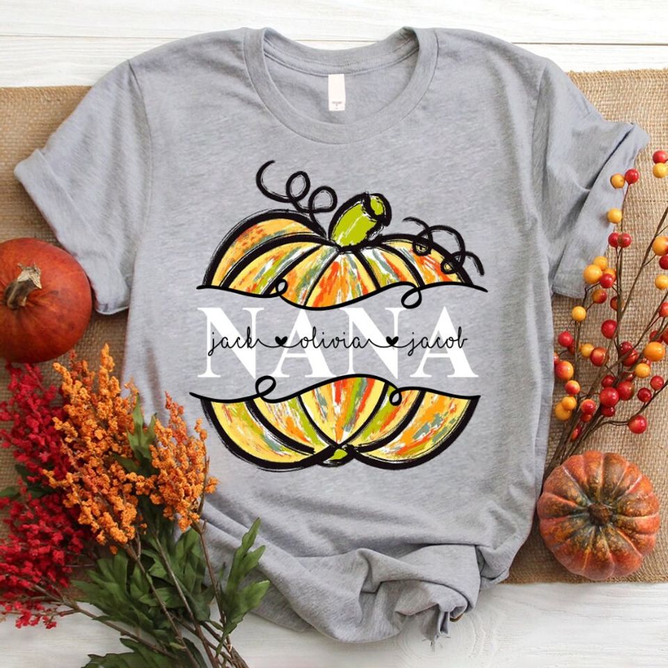 Personalized Fall Nana Pumpkin Shirt, Custom Nickname Nana Mimi Shirt