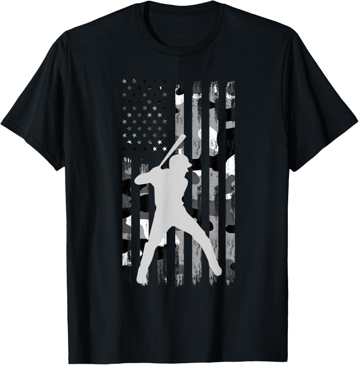 Baseball Player American Flag USA Camo Patriotic Graphic T-Shirt