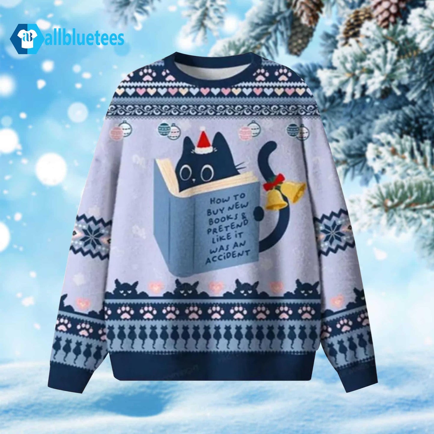 Cat Reading How To Buy New Books Ugly Christmas Sweater