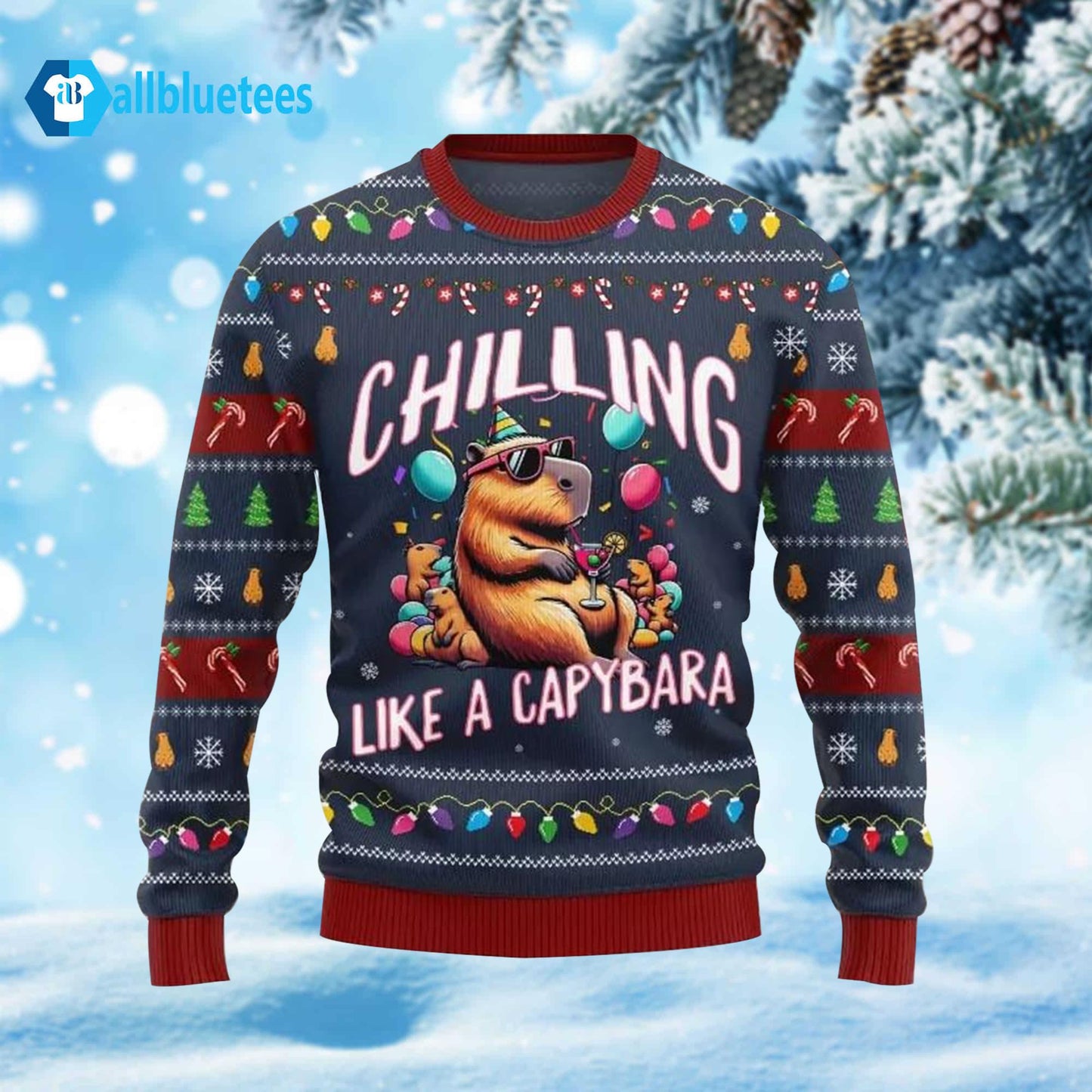 Chilling Like A Capybara Ugly Christmas Sweater