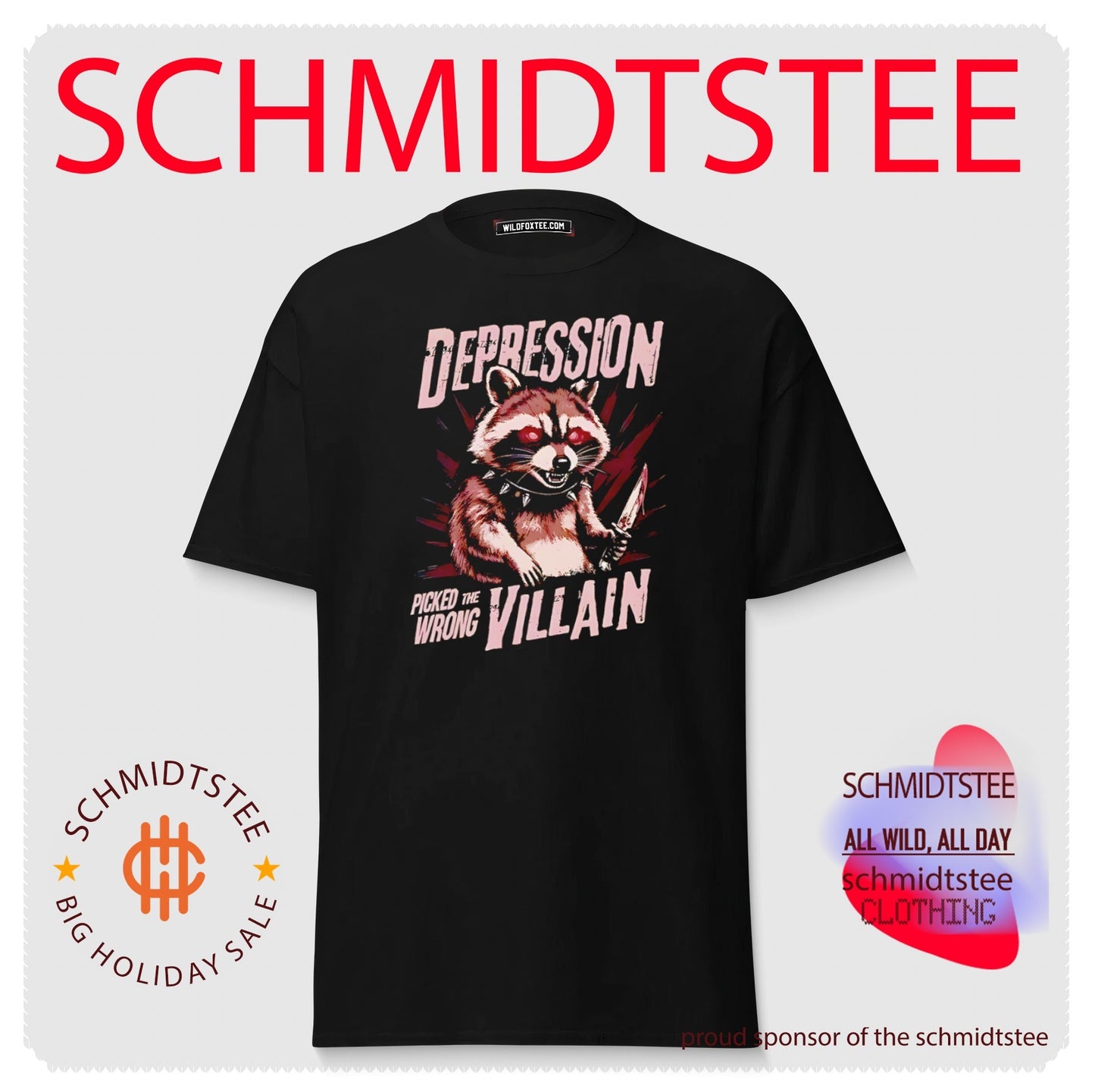 Depression picked the wrong villain racoon illustration shirt