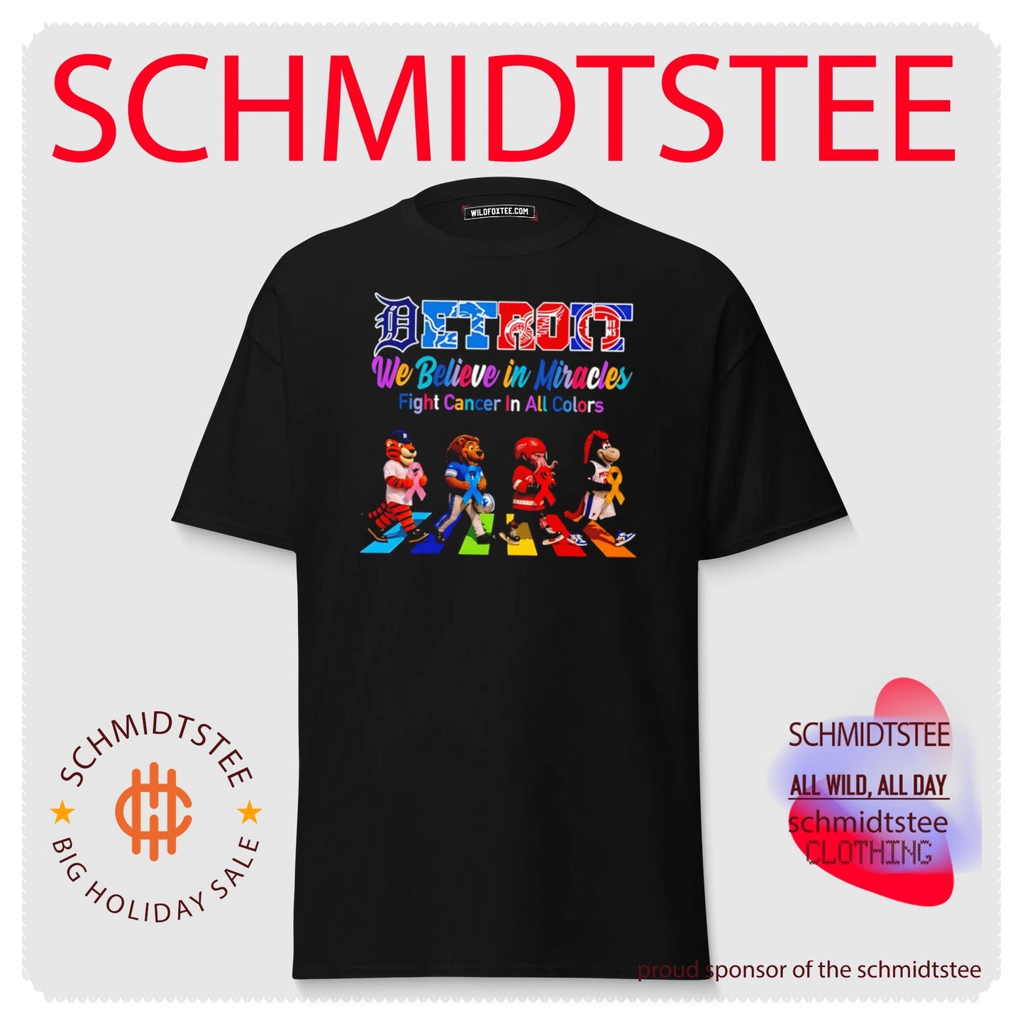 Detroit Sports We believe in Miracles fight cancer on all colors abbey road shirt