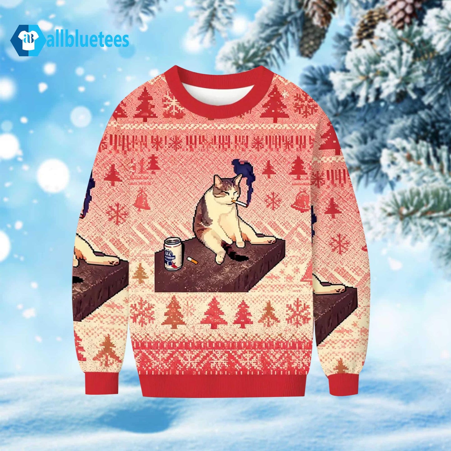 Funny Smocking Cat Ugly Christmas Sweater