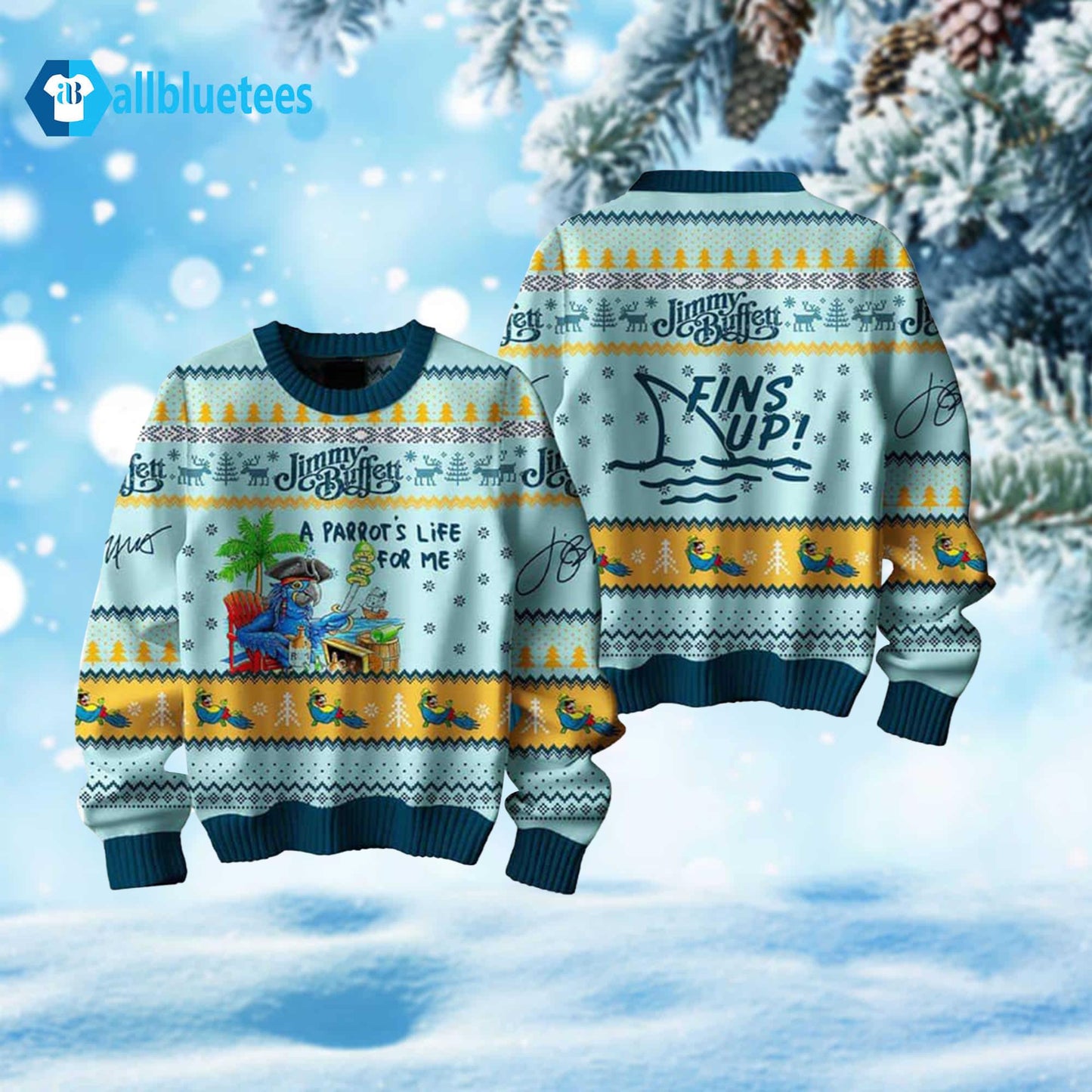 Jimmy Buffett Fins Up Ugly Christmas Sweater