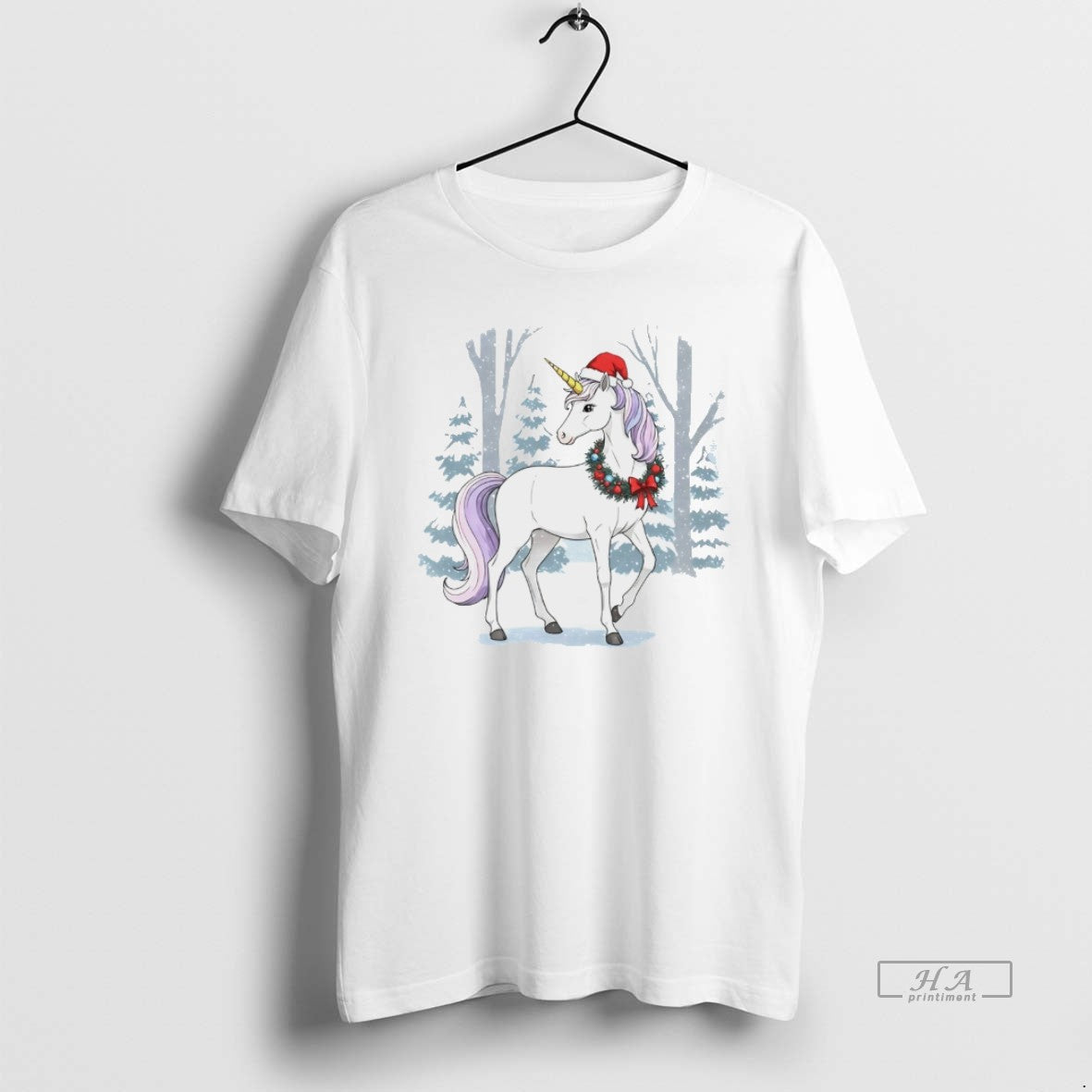 Official Unicorn Wreath Winter Forest Christmas White