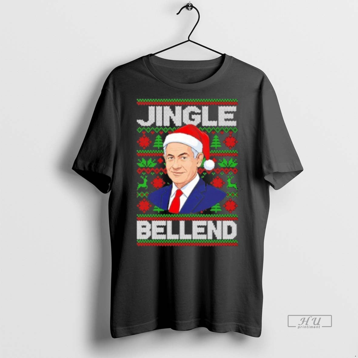 Officials Benjamin Netanyahu Jingle Bell End Ugly Christmas Sweat Graphic Tee Shirt Sweater