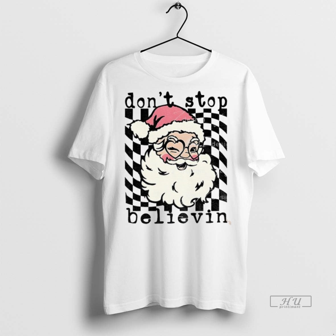 Officials Dont Stop Believin Retro Santa Christmas Premium Tee Shirt Sweater