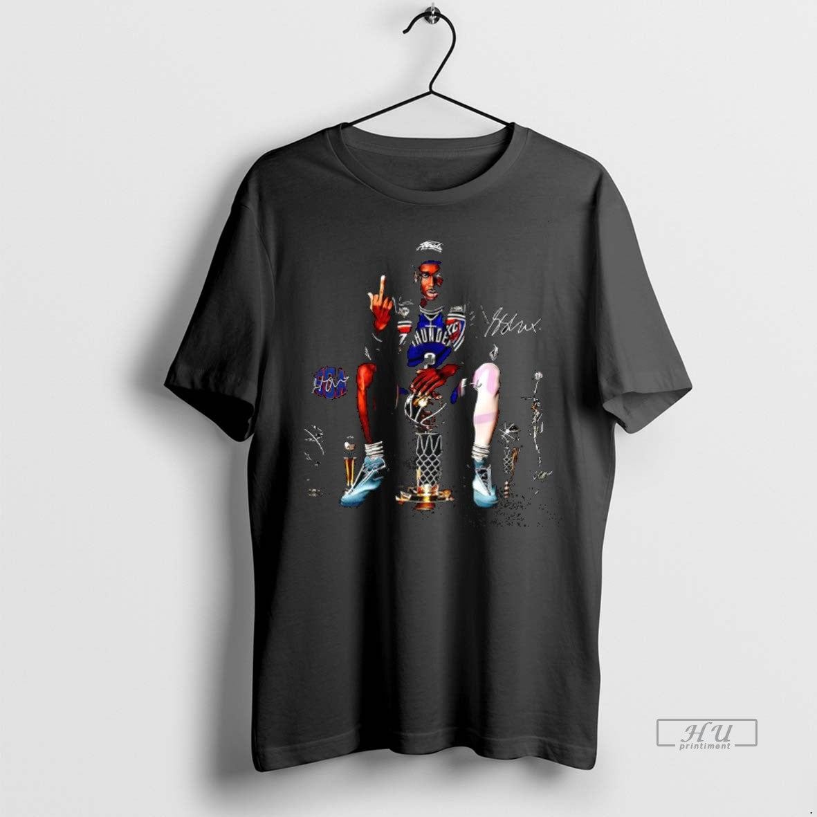 Officials Shai Gilgeous Alexander Oklahoma City Thunder Nba 2025 Mvp Middle Finger Signature Meme Tee