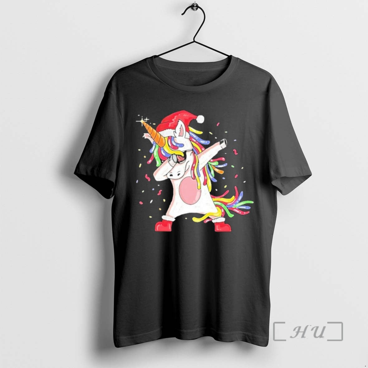 Officials Trending Dabbing Rainbow Unicorn Christmas Party Tee Shirt Sweater