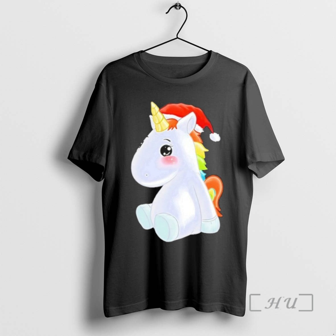 Officials Trending Rainbow Unicorn Santa Hat Christmas Cute Tee Shirt Sweater