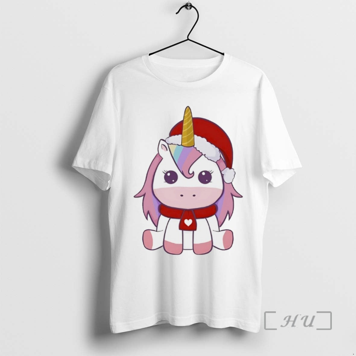 Officials Unicorn Cute Pink With Scarf Heart Christmas White