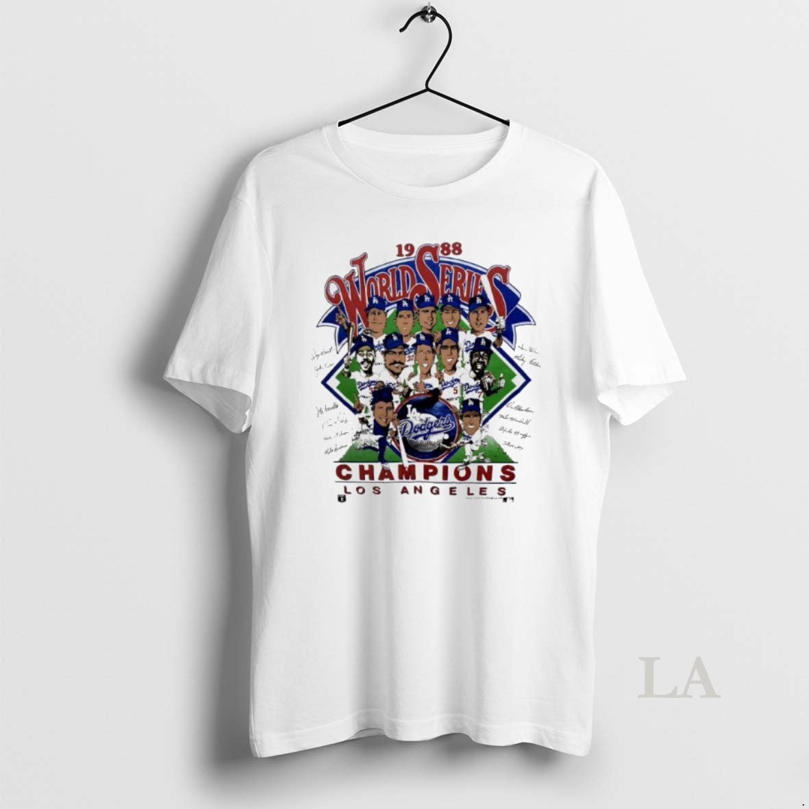 Original Los Angeles Dodgers 1988 World Series Champions Signatures Caricature