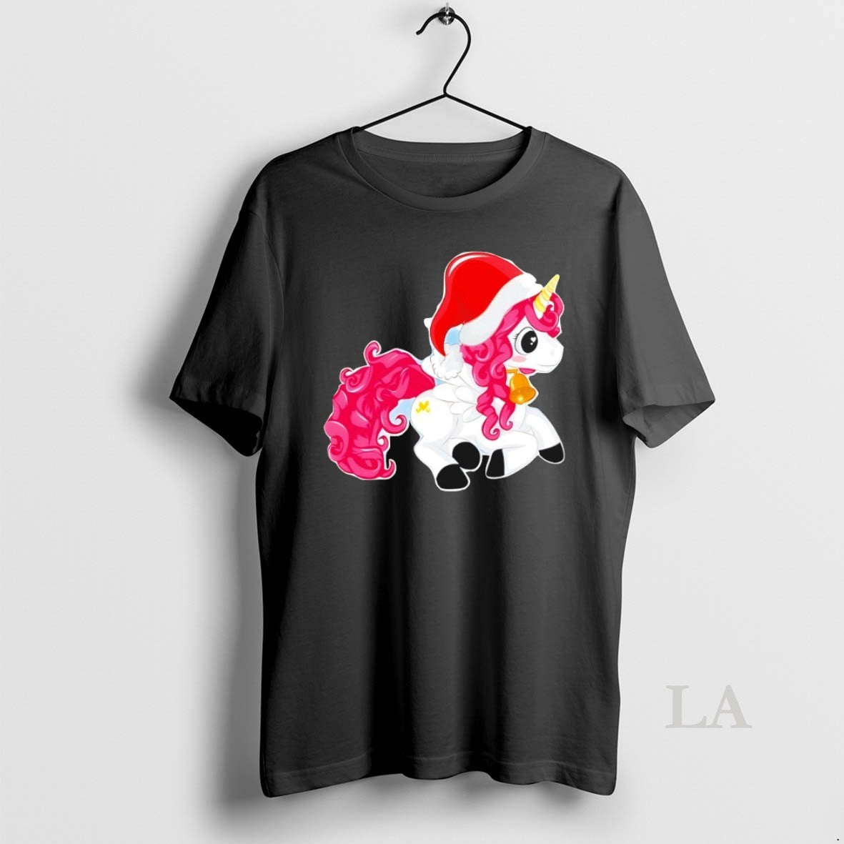 Original Pink Hair Santa Unicorn Holiday Bell Christmas