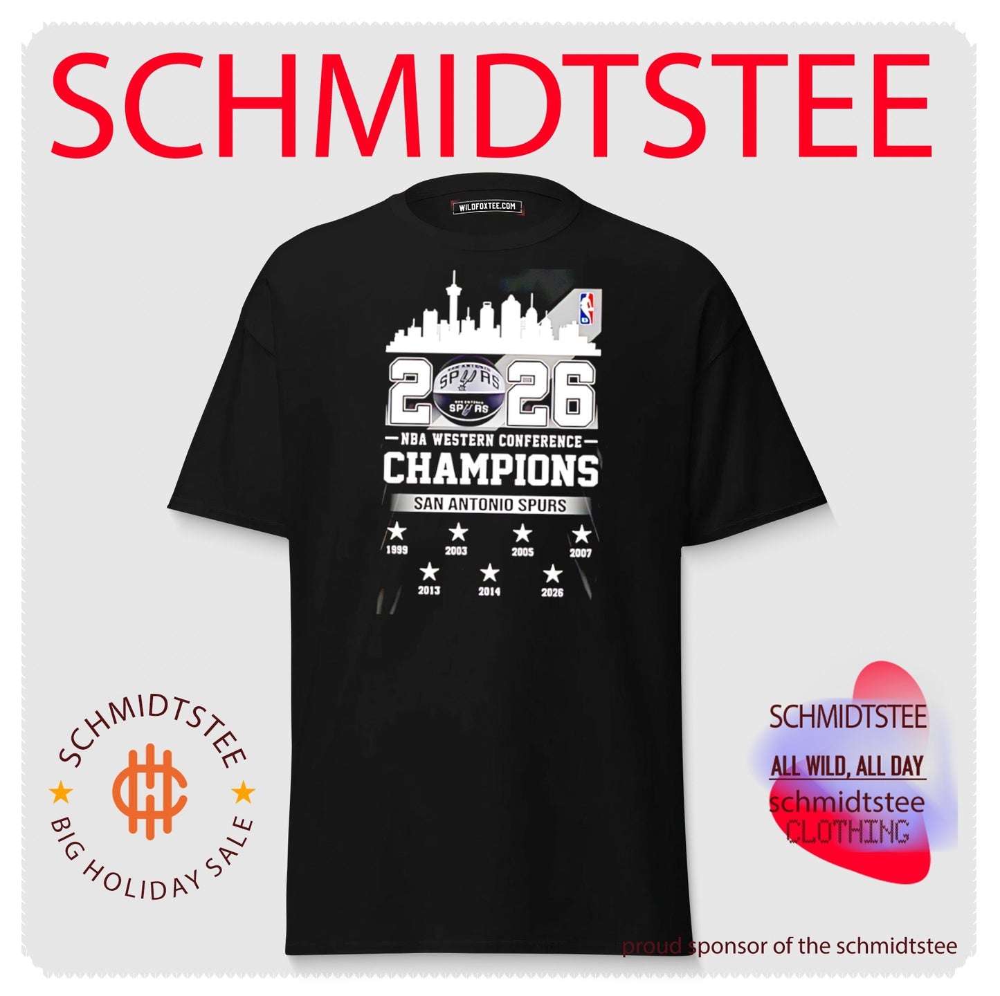 San Antonio Spurs 2026 NBA Western Conference Champions 7 Time skyline shirt