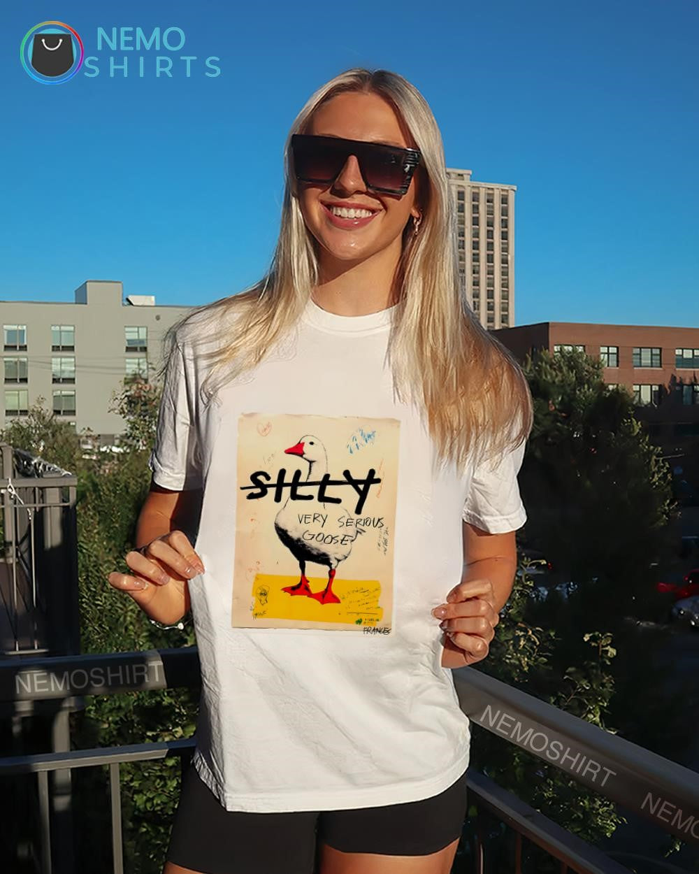 Silly very serious goose shirt