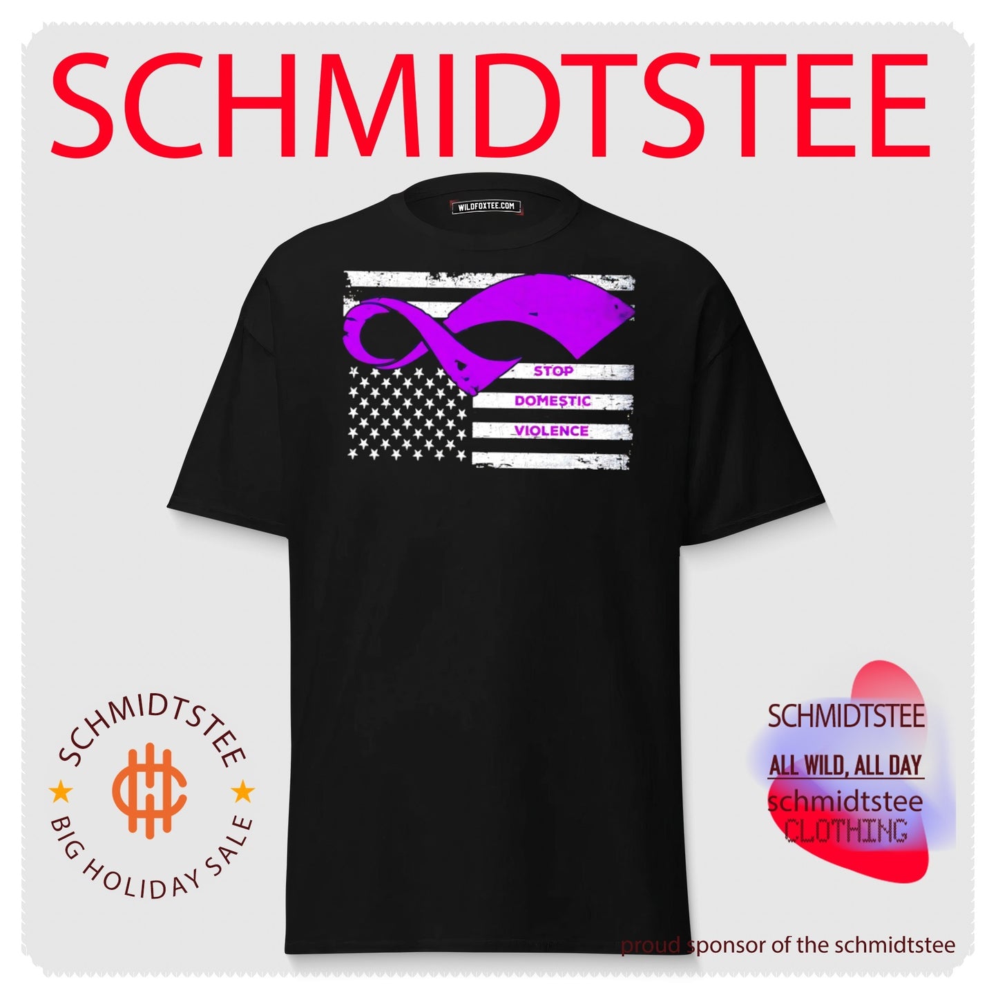 Stop domestic violence Purple Ribbon America flag shirt