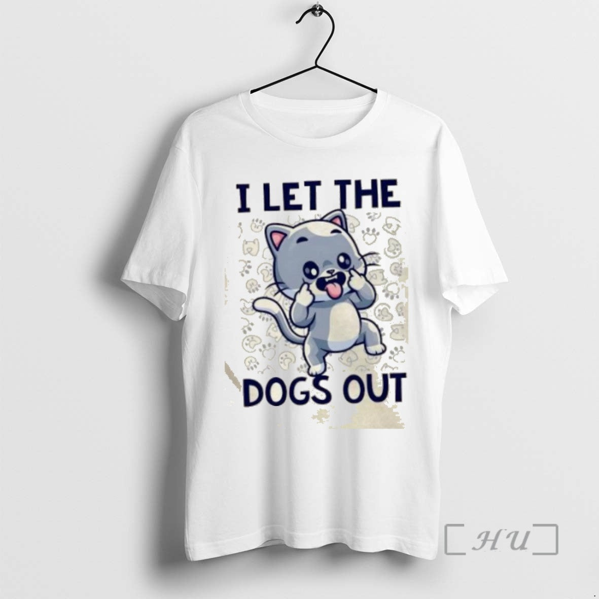 Trending Teasing Cat With Paw Prints I Let The Dogs Out