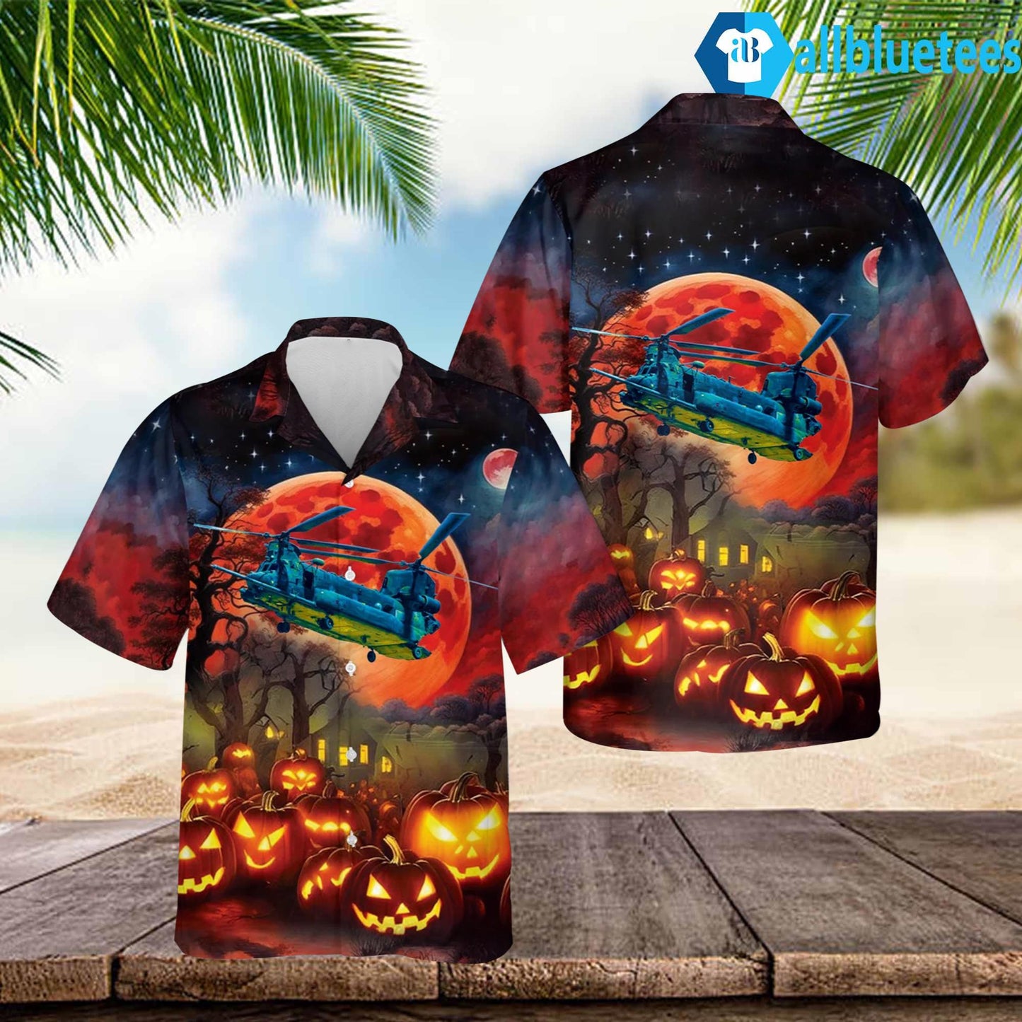 US Army Boeing CH 47 Chinook Halloween Hawaiian Shirt