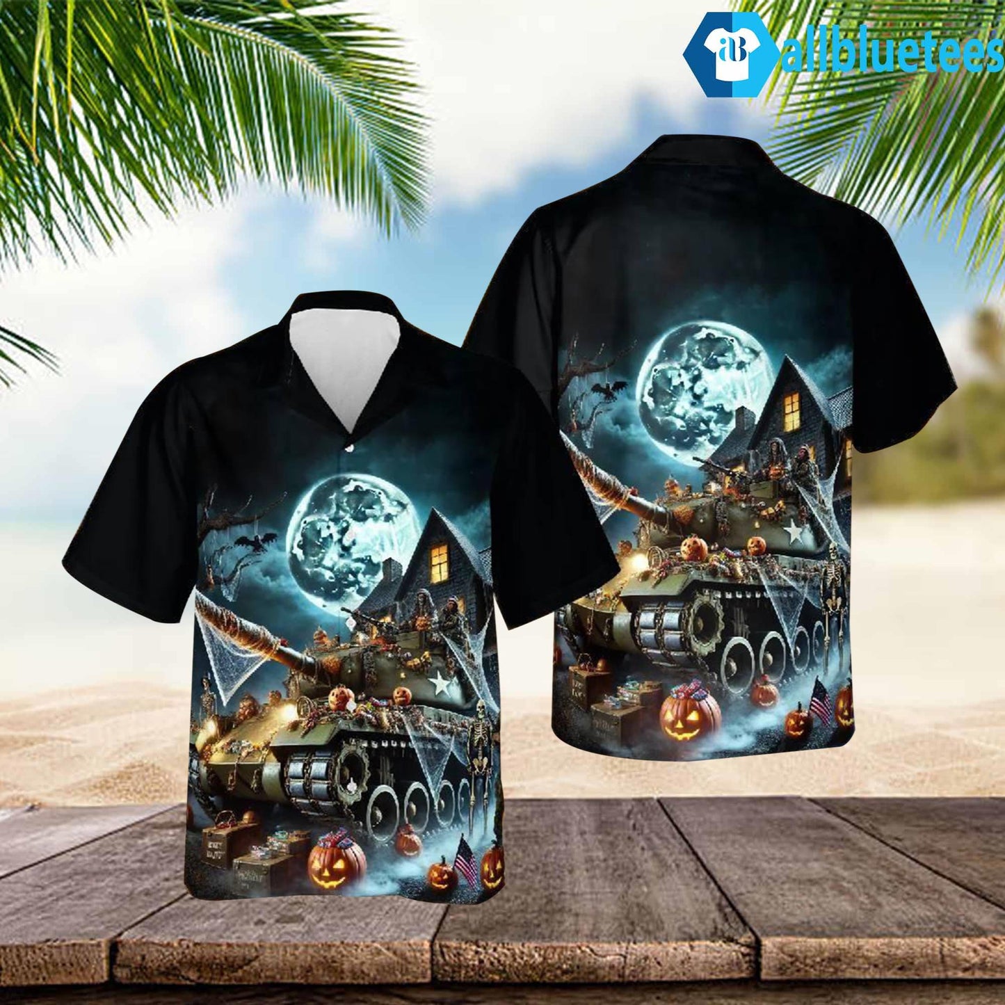 US Army Tank Halloween Hawaiian Shirt