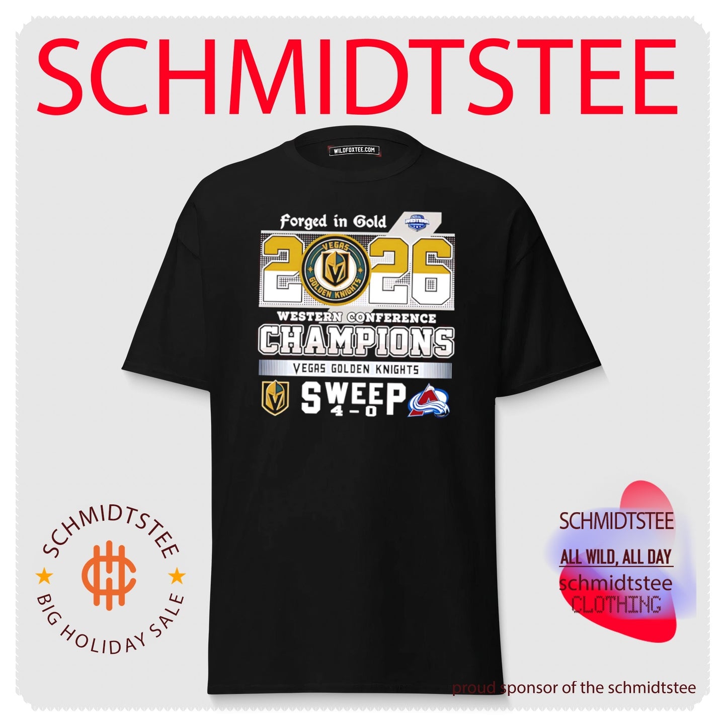 Vegas Golden Knights 2026 Western Conference Champions Seep 4-0 Forged in Gold shirt