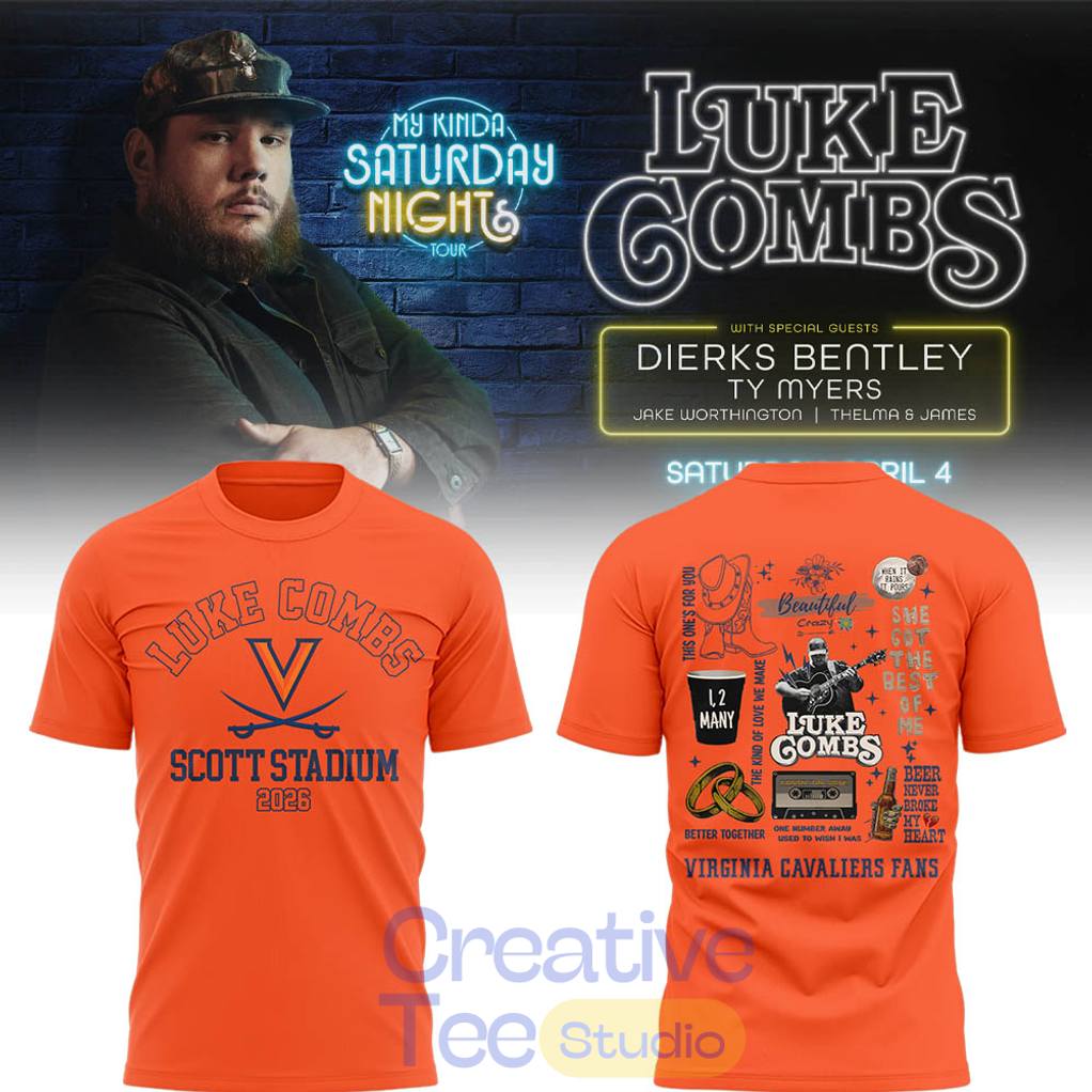 Virginia Cavaliers x Luke Combs My Kinda Saturday Night Tour in Scott Stadium 2026 T-Shirt