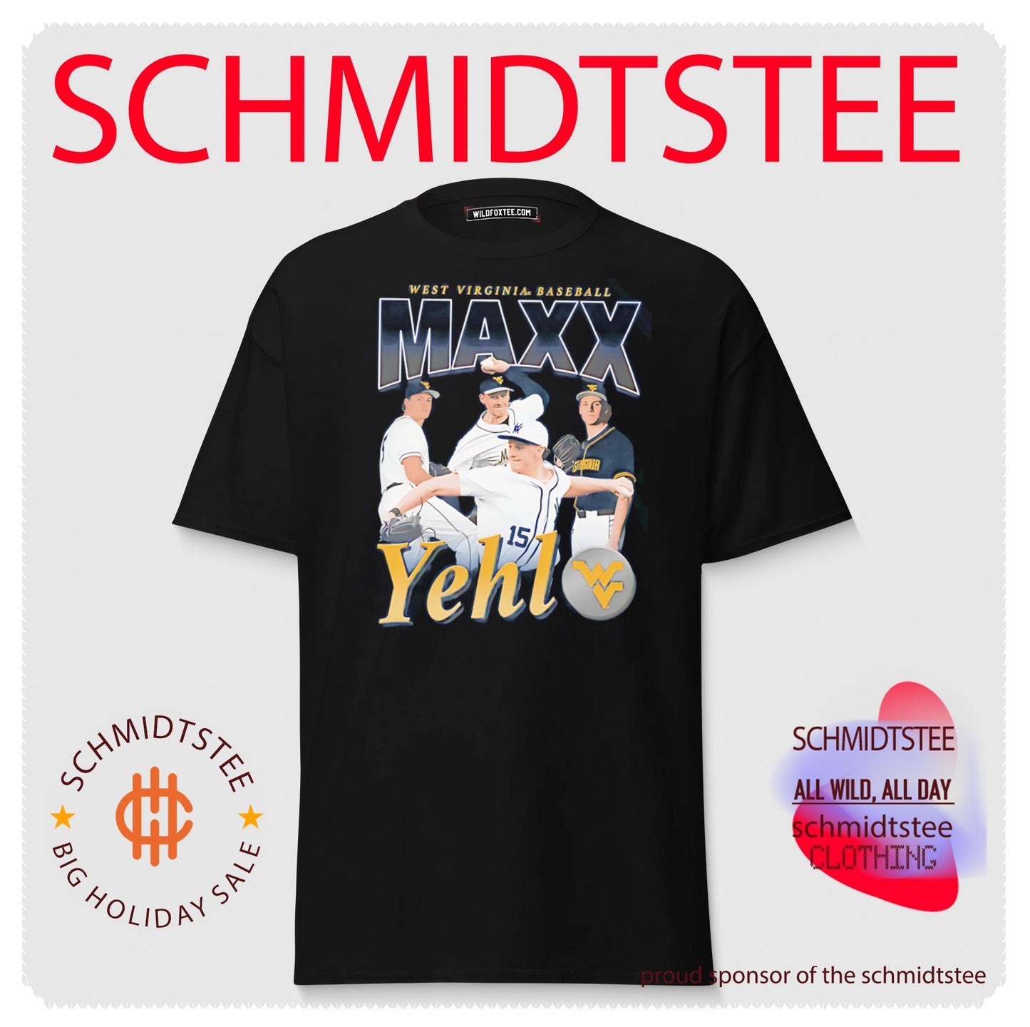 West Virginia Baseball Maxx Yehl graphics shirt