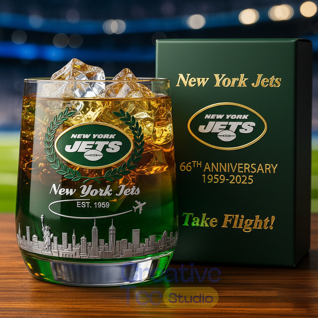 New York Jets 66rd Anniversary Whiskey Glass