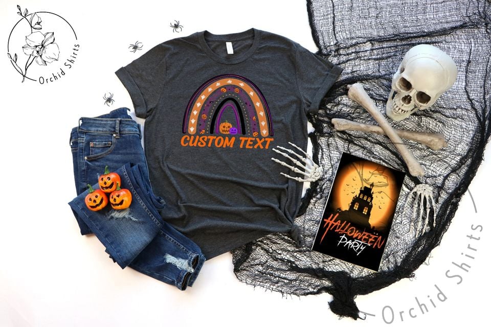 Custom Halloween Tee,Halloween Gifts,Rainbow Halloween,Rainbow Fall Tshirt