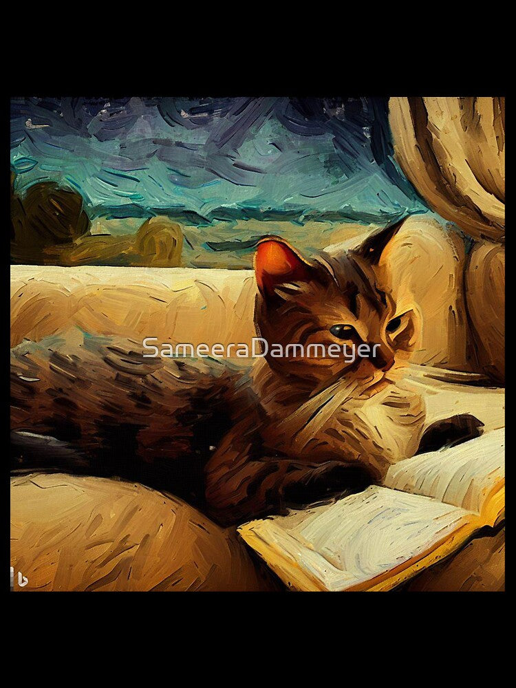 Cat reading books - Cat lover by SameeraDammeyer