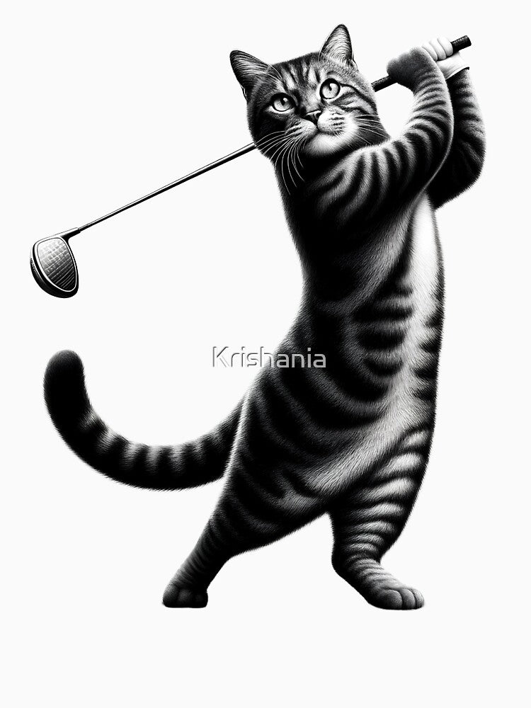 Vintage Cat Playing Golf Kitten Lover Golf Player Golfer by Kimberley King Art King Art