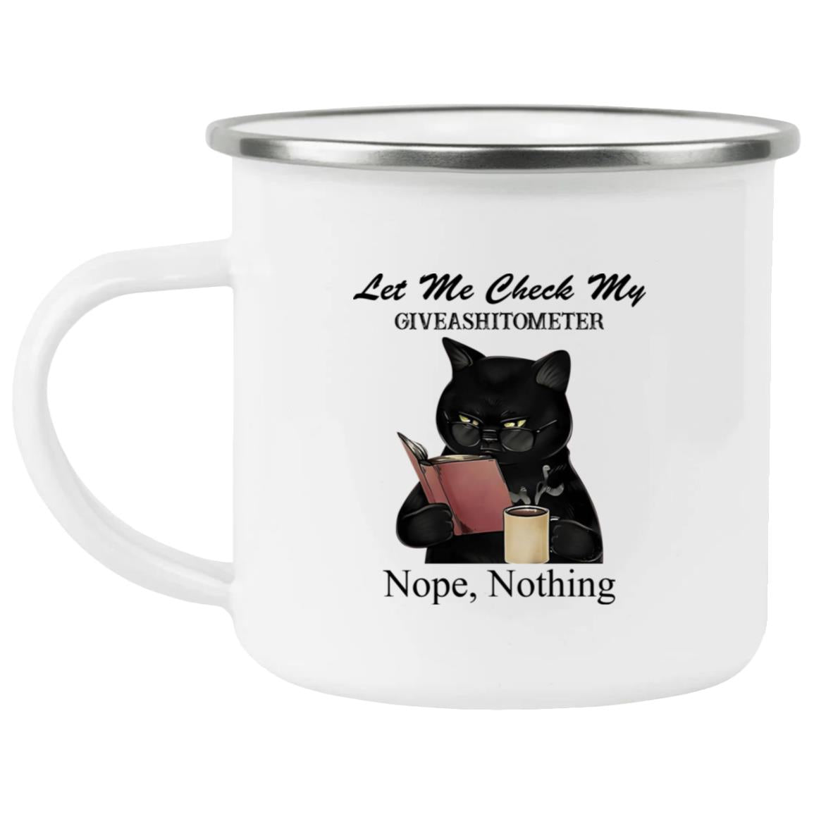 Black Cat Let Me Check My Giveashitometer Nope Nothing Mug