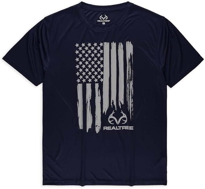 Realtree American Flag Shirt 4th of July Short Sleeve Patriotic Unisex T-Shirt