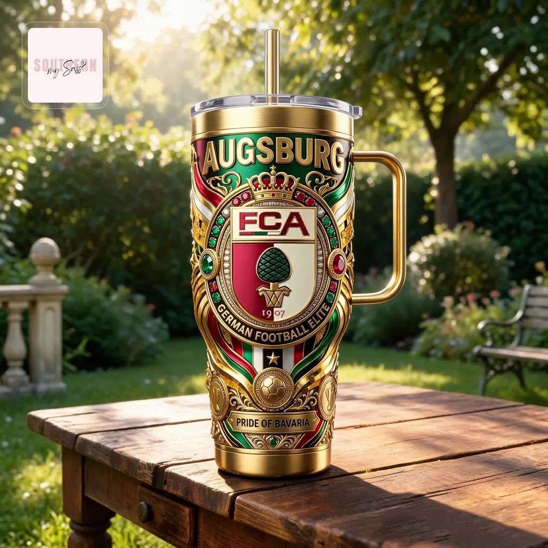 FC Augsburg Bundesliga Luxury 40oz Insulated Tumbler With Handle