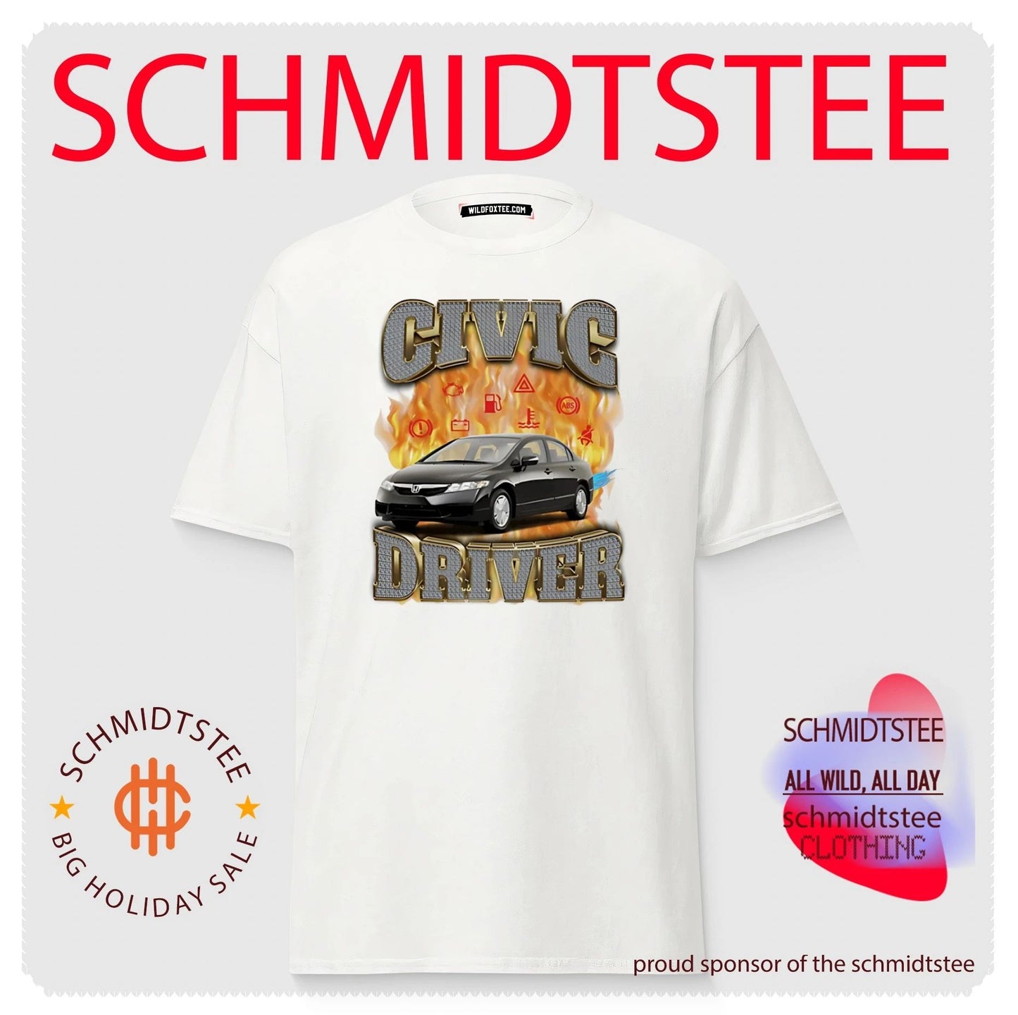 Civic driver Civic on fire black car illustration shirt
