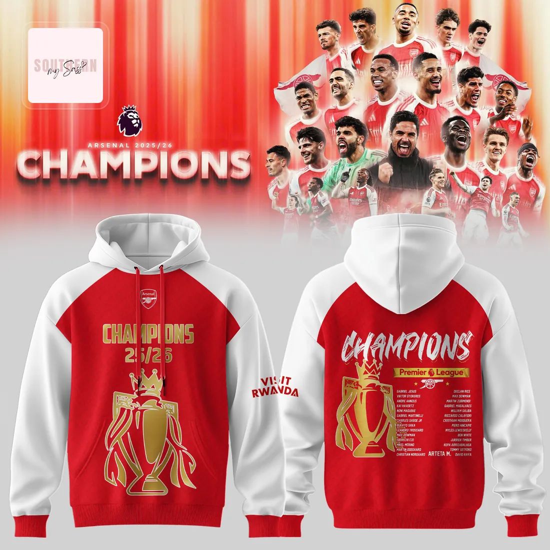 Arsenal Champions 2025/26 Premier League Commemorative Hoodie