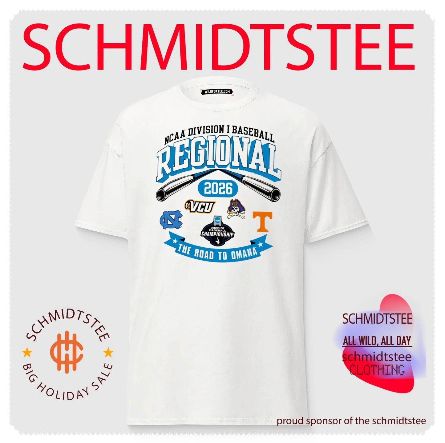 2026 NCAA Division I Baseball Regional North Carolina The Road To Omaha logos shirt