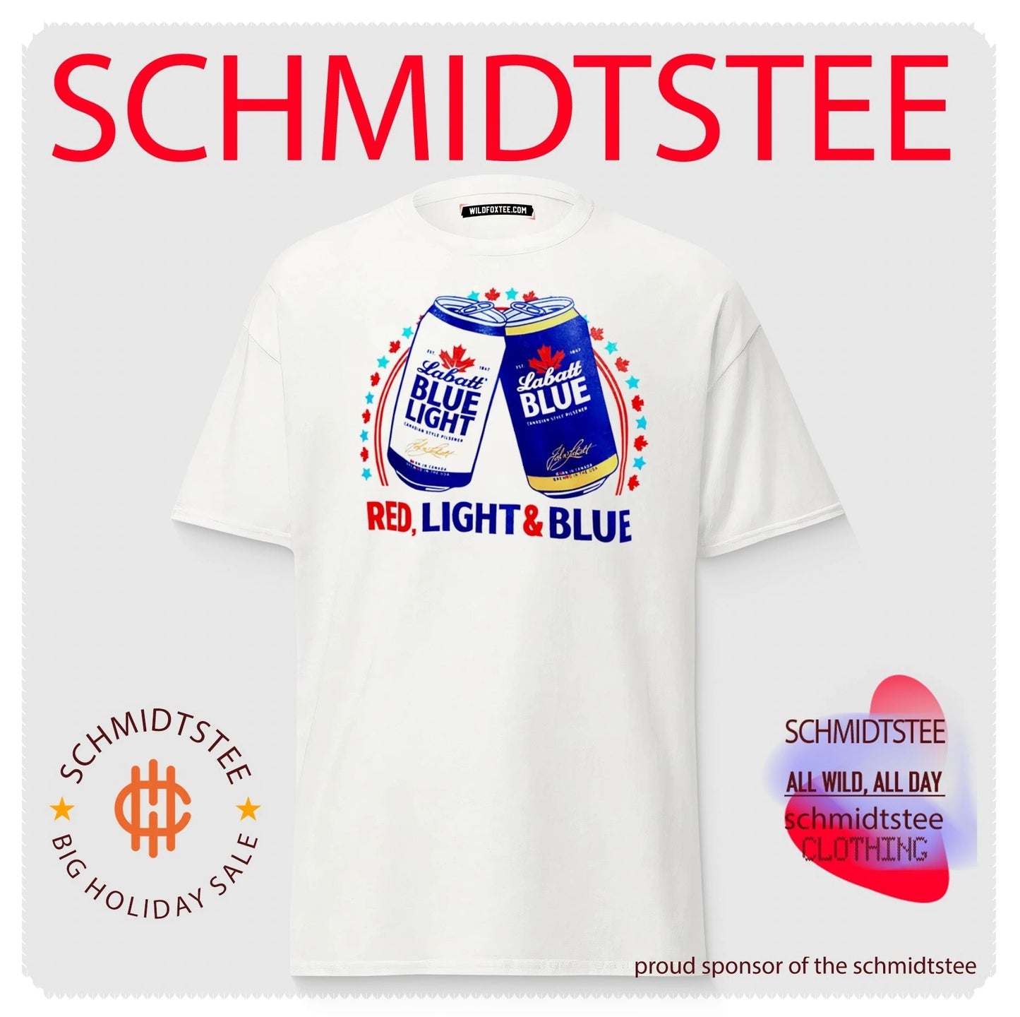 Labatt Blue Light Red Light and Blue shirt