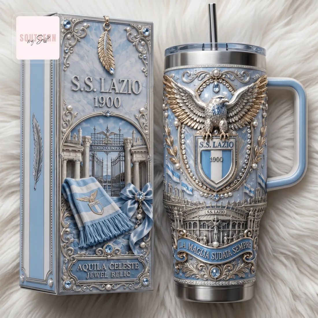 S.S. Lazio 1900 Commemorative Jewel Relic 40oz Travel Tumbler
