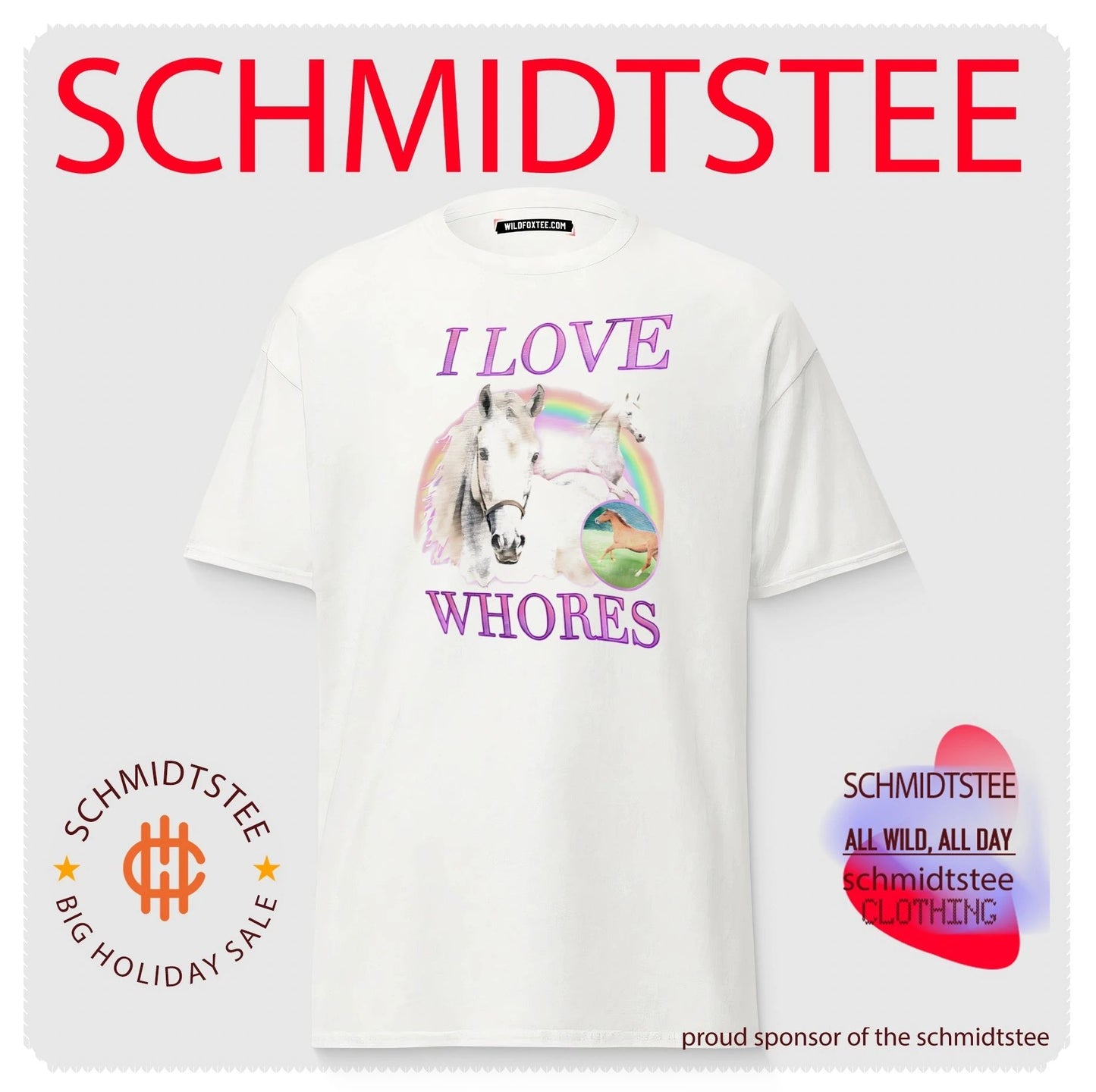 I love whores horse rainbow graphic shirt
