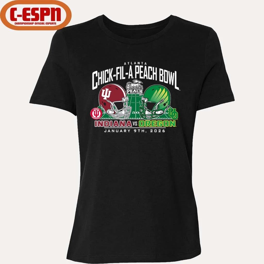 Indiana Vs Oregon 2026 CFP Semifinal Peach Bowl Helmet Matchup T-Shirt