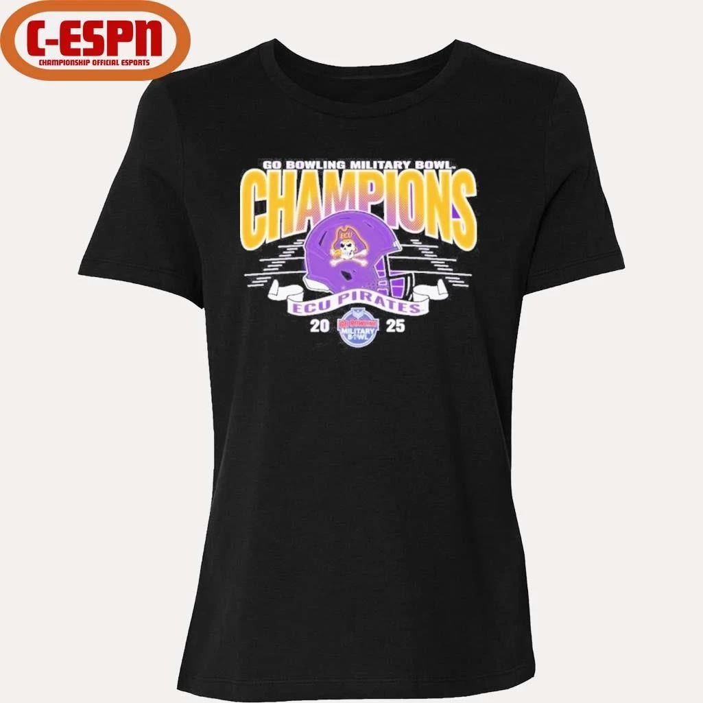 ECU Pirates 2025 Military Bowl Champions Helmet T-Shirt