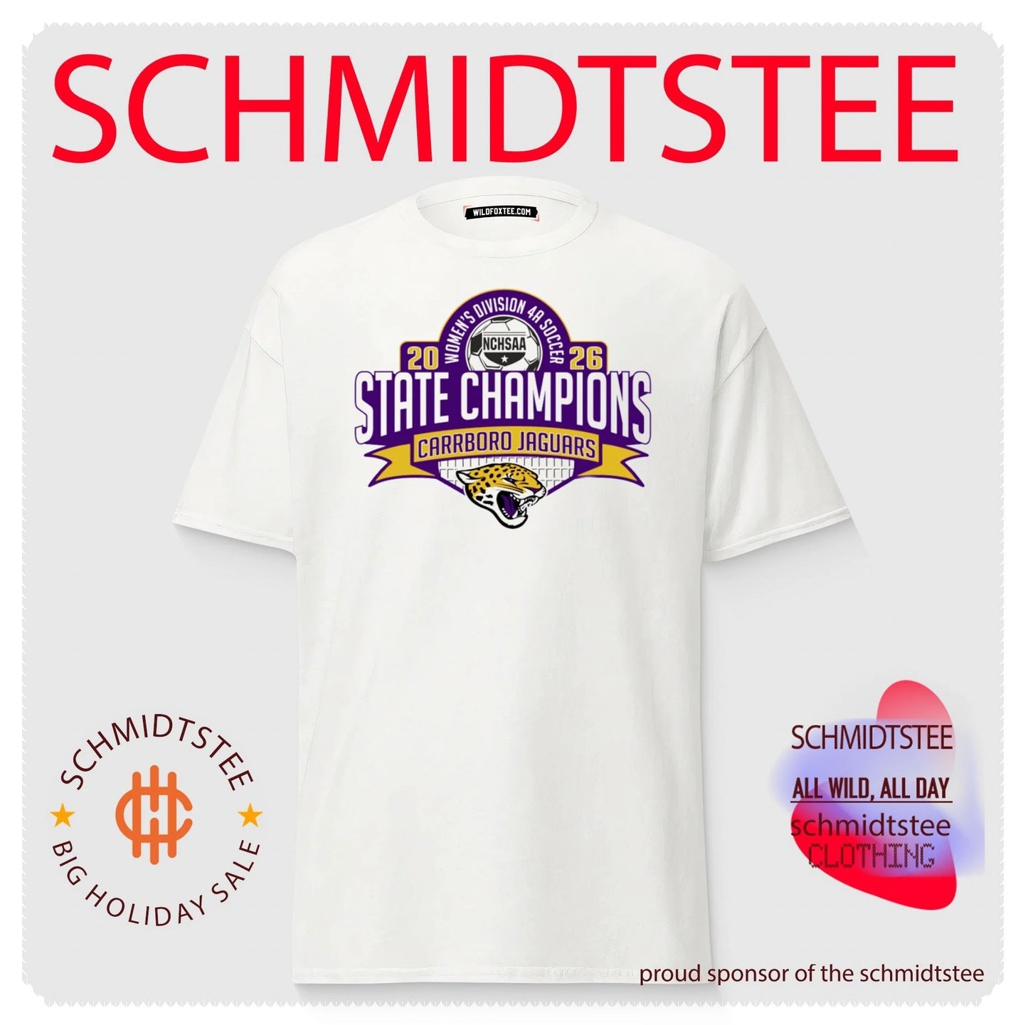 Carroro Jaguars 2026 NCHSAA Women’s Division 4A Soccer Champions shirt