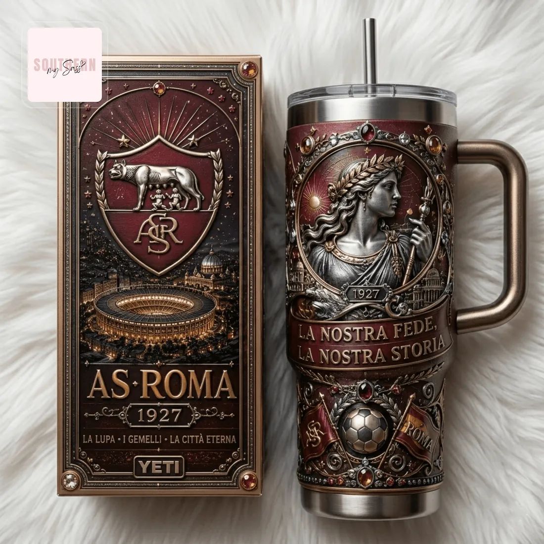 AS Roma 1927 Commemorative Edition Premium 40oz Insulated Tumbler With Handle