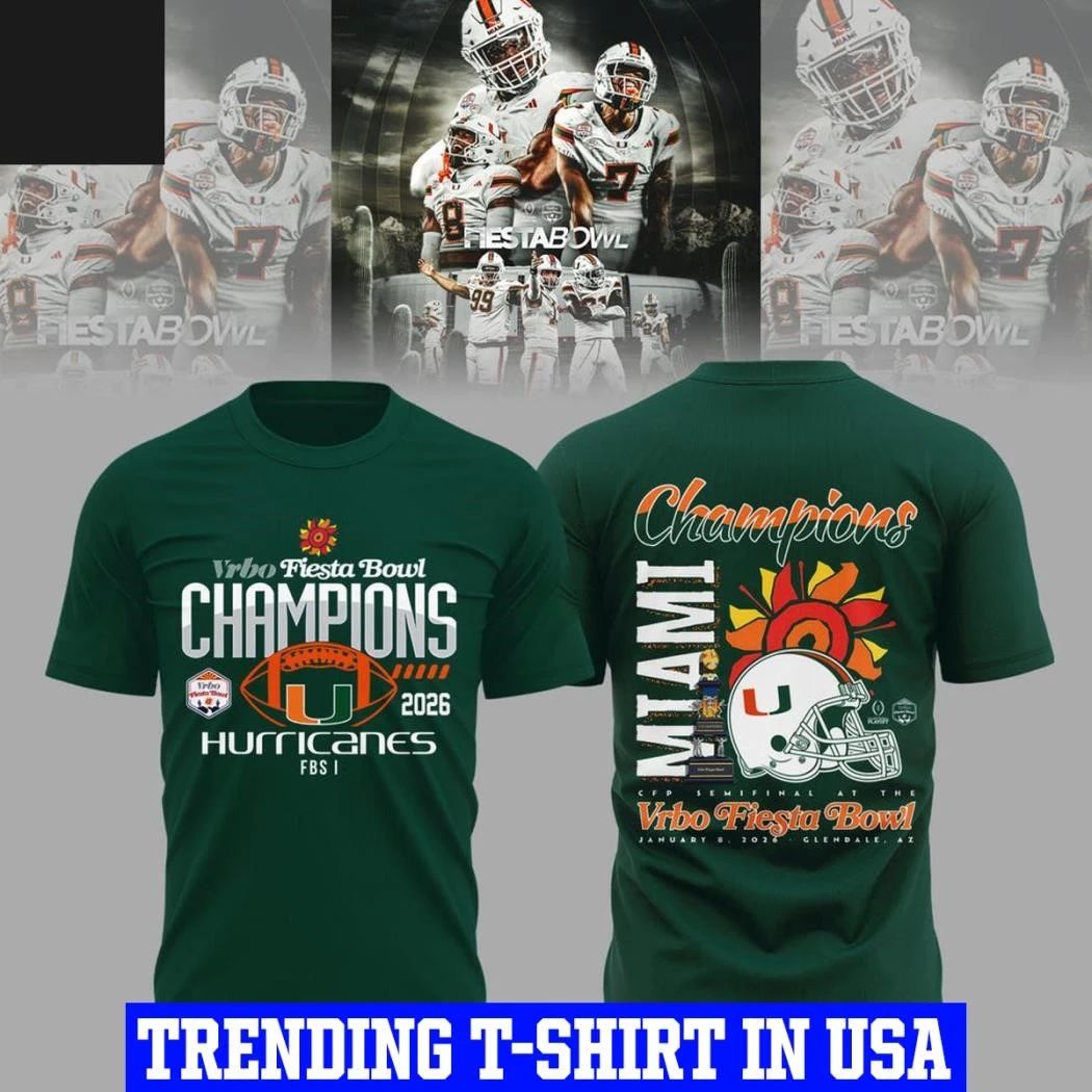 Miami Hurricanes 2025 Fiesta Bowl Champions NCAA Playoffs Shirt