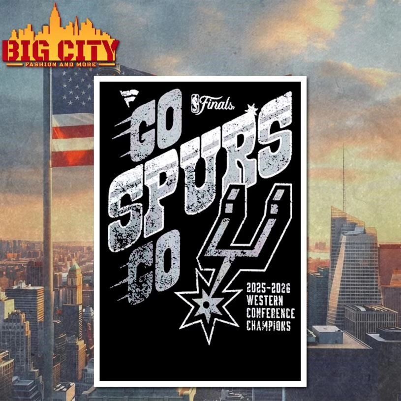 San Antonio Spurs Fanatics Black 2026 NBA Western Conference Champions Hometown Go Spurs Go Shirt